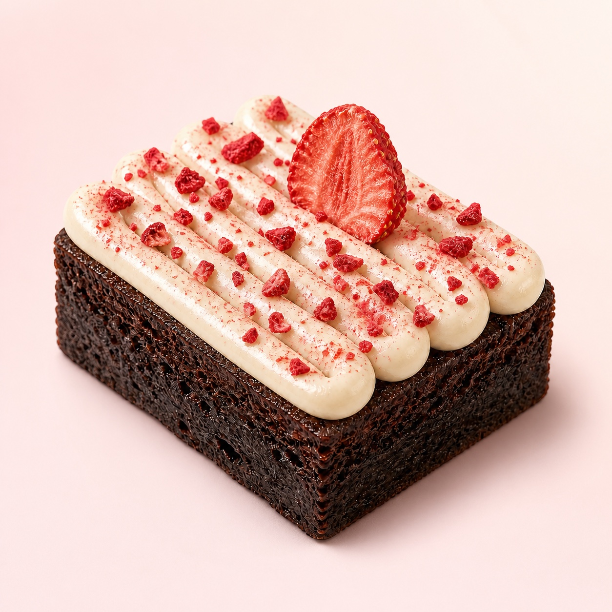 Strawberry decorated brownie